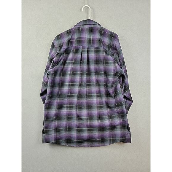 DIXXON Ballistic BJ Baldwin Purple Plaid LS Snap Up Flannel Shirt Men's Large - Picture 6 of 12